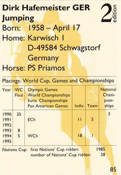 1995 Collect-A-Card Equestrian #85 Dirk Hafemeister / PS Priamos Back